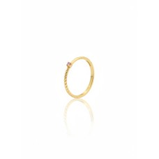 Anel Torcido com Zircônia Rosa Prata 925 Banho de Ouro 18k